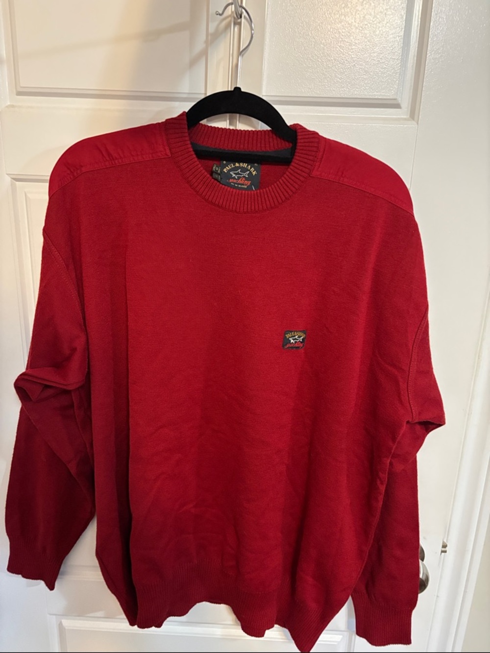 Paul Shark Red Crewneck Sweater with Embroidered Logo